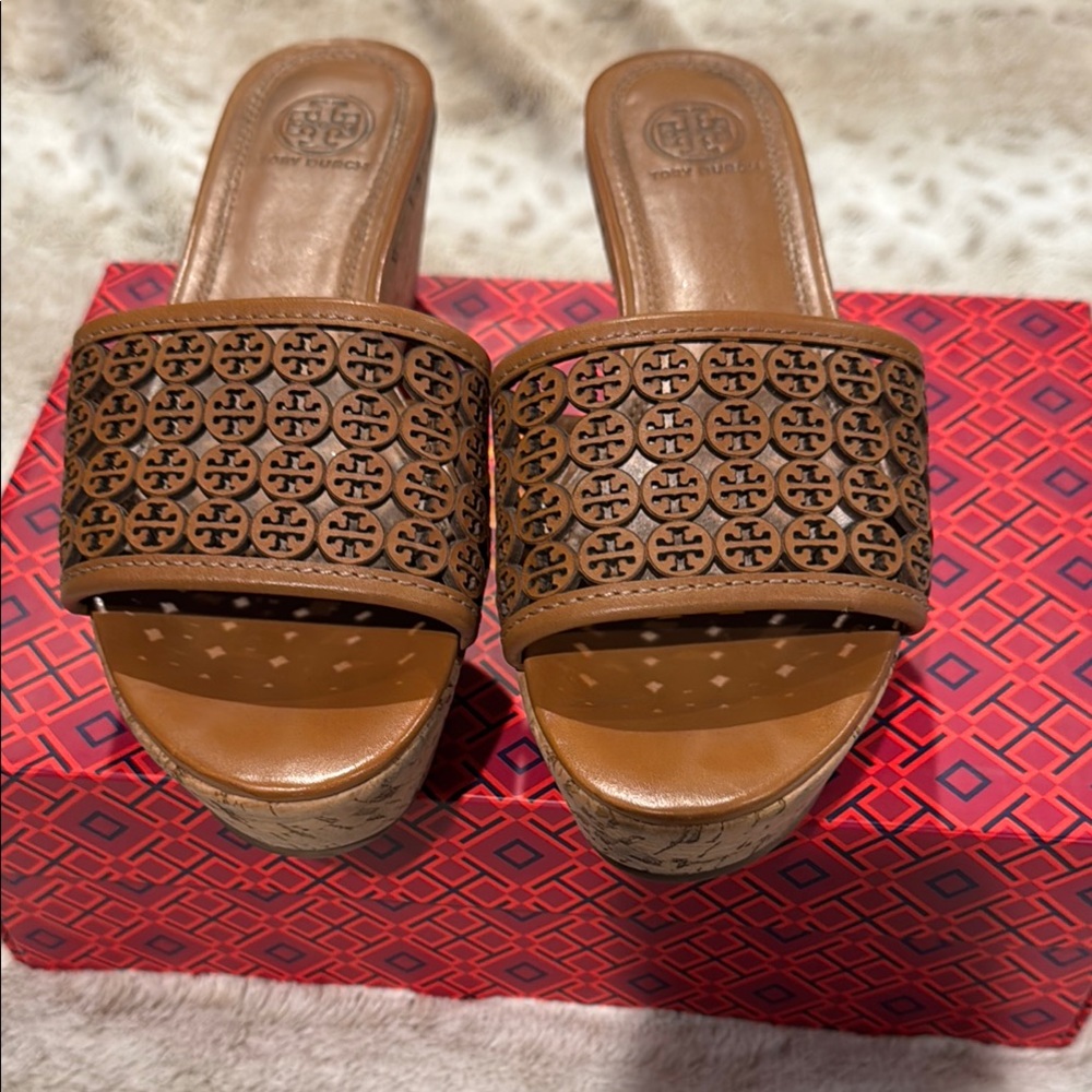 Tory Burch Tan Wedge Sandals